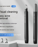 Visual acne needle device with text on a gray background